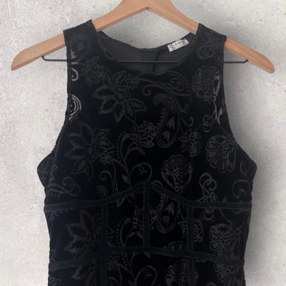 Intimately by Free People Black Velvet Burnout Babe Mini Dress Size M - Picture 6 of 14